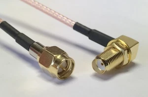 SMA ángulo hembra a SMA macho RG316 cable coaxial salto 50 ohmios cable coaxial ELIGE LONGITUD - Imagen 1 de 3