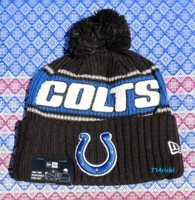 2024 NFL On Field Indianapolis Colts New Era Knit Beanie Hat Pom Official - Image 1 of 3