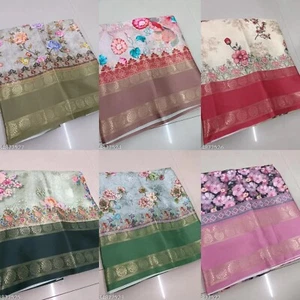 Sari estampado digital pashmina para mujer con pieza blusa para correr - Imagen 1 de 13