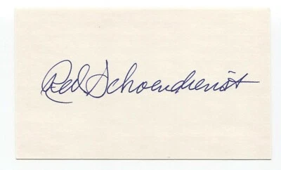 Red Schoendienst Signed 3x5 Index Card Autographed Baseball Hall of Fame HOF - Image 1 of 2