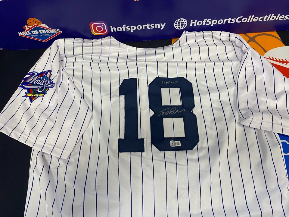 CAMISETA PERSONALIZADA FIRMADA POR SCOTT BROSIUS DE LOS YANKEES INC 1998 WS MVP CON PARCHE WS - BECKETT Foto 1 de 1