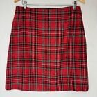 Talbots Red Tartan Skirt Womens 10P Sequin Plaid Wool Blend Straight NWT $99