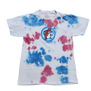 Buc-ee's T-Shirt L White Youth Tie Dye Graphic Patriotic Fan Double Sided Casual - Picture 1 of 21