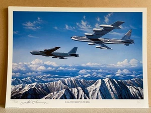 Boeing B-52 Stratofortress aviation art print Gen John T Chain Jr signed - Picture 1 of 2