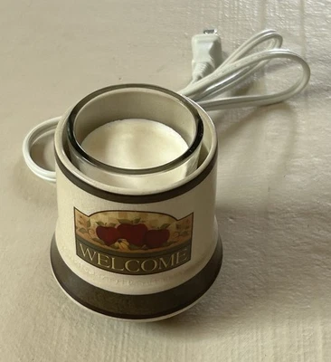 WELCOME APPLE ELECTRIC 2.5” JAR CANDLE WARMER COUNTRY BEIGE SMALL W/CUP - Image 1 of 4