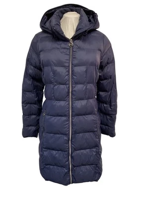 Chaqueta acolchada Michael Kors azul marino con capucha desmontable talla L Foto 1 de 4