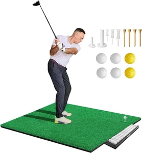 Premium Artificial Turf Golf Hitting Mat Thick 18mm Turf + 7 Tees & 6Balls - Picture 1 of 7