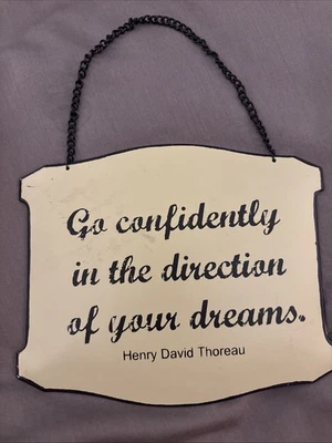 Letrero de metal crema 5 x 6": ve con confianza en la dirección de tus sueños - THOREAU Foto 1 de 2