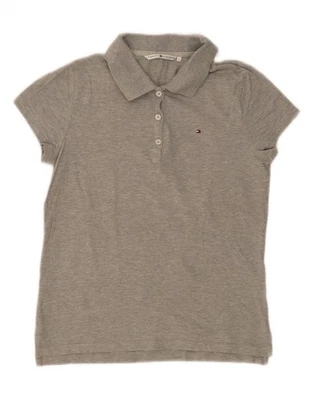 TOMMY HILFIGER Girls Polo Shirt 11-12 Years Large Grey Cotton CX04 - Image 1 of 3