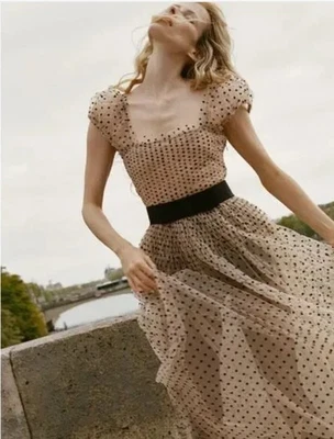 DOEN Pamelina tulle Dress Polka Dot Size L Orig. $598 NEW - Image 1 of 4