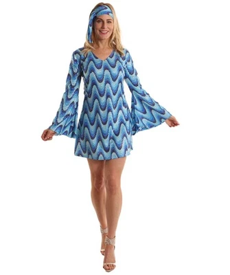 Adulto Damas 70’s Go Mujeres Vestido Multicolor | Retro Mini Mod Conjunto Foto 1 de 4