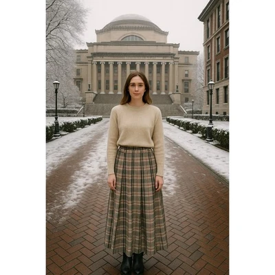 Vintage Pendleton 100% Virgin Wool Pleated Maxi Skirt Academia Cottagecore  - Image 1 of 4