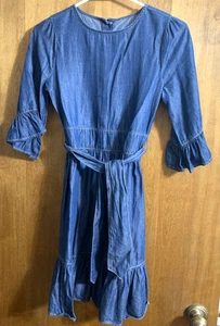 CRAZY 8 * Denim Dress * Blue * Ruffled Hem * 3/4 Sleeve * - Picture 1 of 7