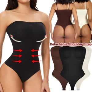 Women Strapless Shapewear Tummy Control Body Shaper Waist Trainer Thong Tube Top - Picture 1 of 17