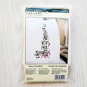  Bucilla Blue & Violet Bouquet WM65455 Pillowcases 2 Stamped Cross Stitch  - Picture 1 of 3