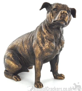 15cm Staffy Staffordshire Bull Terrier Staffie gift bronze effect ornament boxed - Picture 1 of 5