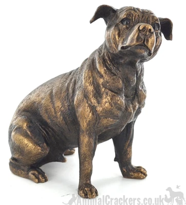 15 cm Staffy Staffordshire Bull Terrier Staffie regalo efecto bronce adorno en caja Foto 1 de 4