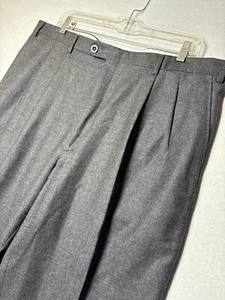 PARA HOMBRES 40R 34X32 Brioni CANNAS Super 120's Lana Gris Carbón Puños Doble Pliegue - Imagen 1 de 7