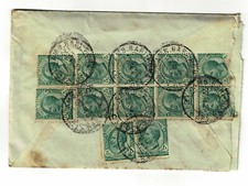 REGNO BUSTA LETTERA POSTALE STRISCIA 10 FRANCOBOLLI CENTESIMI 5 SPEDITA 1924