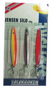 SOLVKROKEN Jensen Sild paquete de 3, intermitentes, de 25g - 60g juego Pilker trucha de mar - Imagen 1 de 4