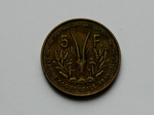 French West Africa 1956 5 FRANCS Coin with Gazelle Animal - Picture 1 of 2