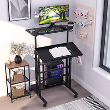 Rolling Computer Desk Adjustable Home Office Mobile Laptop Stand Portable Cart