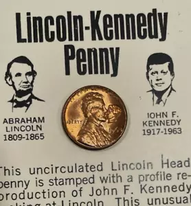 Red Unc 1964 Lincoln Kennedy JFK Penny Astonishing Coincidences RD Cent 1c Card - Picture 1 of 14