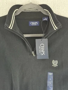 Maglione/maglione nero Ralph Lauren uomo Chaps 1/4 zip maglia pesante taglia L - Foto 1 di 18