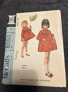 Vintage McCalls Pattern 8050 Childs Dress And Bloomers Size 3 1965 Cut - Picture 1 of 6