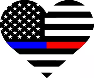 THIN BLUE AND RED LINE HEART - Picture 1 of 1