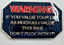 BIKE  Motorcycle Warning  Badge - Metal & Enamel 