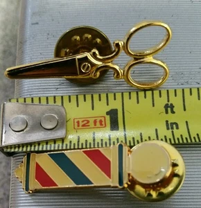 Barber Pole & Scissors Lapel Pin Collectible Combo. - Picture 1 of 2