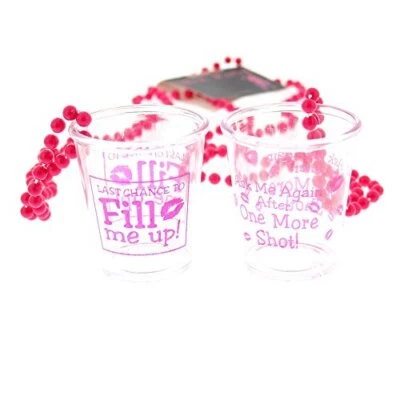 Zac's Alter Ego® Pair of Hen Party Shot Glasses on Pink Bead Necklaces - Image 1 of 3