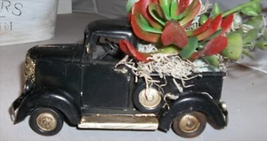 Black Small  Truck Metal Sedum Floral Farm arrangement Country Farm Table Decor - Picture 1 of 3