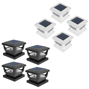 2/4/8/12pc Black/White Solar Post Deck Cap Fence LED Light For 3x3, 4x4 PVC Post - Picture 1 of 16
