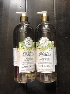 (2x Pack) ERBARIO TOSCANO Coconut & Vanilla Body Wash Nourishing Italy 33.8 oz - Picture 1 of 1
