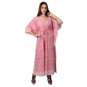 Women's Kaftans Dresses Traditional Hand Block printed caftan sleep wear B83 - Picture 1 of 5