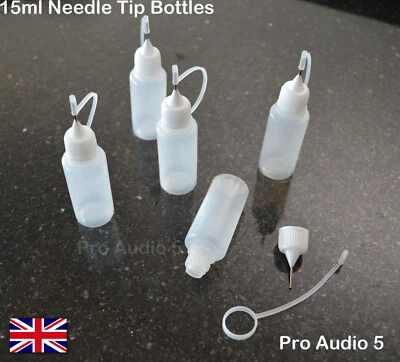 5x 15ML Precision Needle Tip Plastic Bottles - Refillable - Oil , Glue - Empty - Image 1 of 2