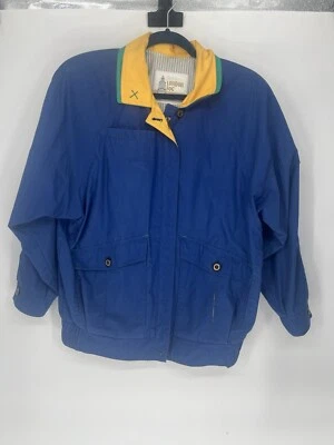 Chaqueta cortavientos vintage London antiniebla talla S azul verde amarillo hombros acolchados Foto 1 de 4