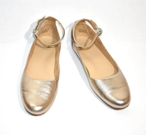 Naturalizer Maxwell Gold Flats Ankle Strap Leather Women's 9.5 Dressy Shoes - Picture 1 of 7