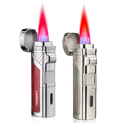 Torch Lighter Quadruple 4 Jet Flame Refillable Butane Cigar Lighter with Punch - image 1 of 4