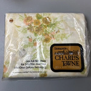Vintage Statepride Charles Towne One Full Flat Sheet for 54”x76" Floral NOS - Picture 1 of 5