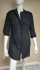 nWT Echo  Cover Up Black Metallic Stripes  Buttons Size Small Item 111K - Picture 1 of 10