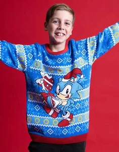 Sonic the Hedgehog Blue Sonic Christmas Jumper Boys - Picture 1 of 47