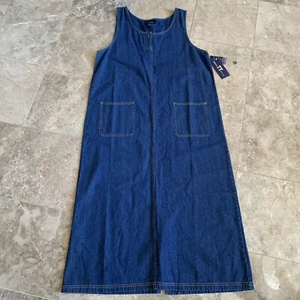 New Original TY Wear Denim Long Dress Women’s Sz 16 Modesty Sleeveless Jumper - Picture 1 of 6