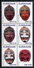 Suriname 2017 MNH masques masques 6v bloc cultures ethnies traditions timbres