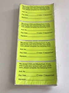 We Accept Credit Card Stickers, 1-3/4" x 3-1/4", Fluorescent Yellow/Blk, 500 Pk - Picture 1 of 4
