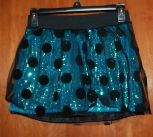 JUSTICE Girls' Size 12 SKIRT (blue/black w/ sequins & netting; 12.5" long) EUC - Picture 1 of 2