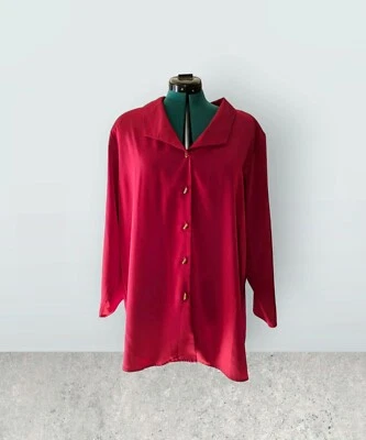 Blusa MAGGIE SWEET PLUS Talla 1X Vino Tinto Top Camisa Abotonada Manga Larga  Foto 1 de 4