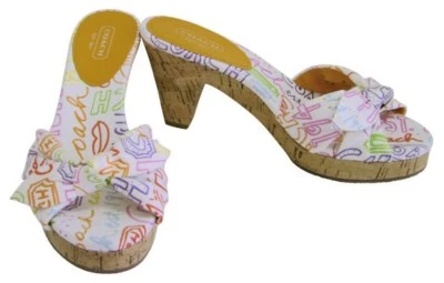 Sandalias de tacón de corcho COACH KAREN Poppy Pop talla 8 Q447 F2370/L08 GRAFFITI  Foto 1 de 4